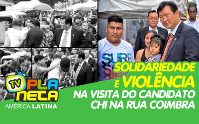 Distúrbios e agressões na Rua Coimbra durante visita do candidato boliviano/coreano Chi Hyun em São Paulo 