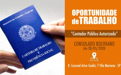 Oportunidade de trabalho no Consulado Boliviano