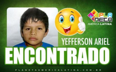 Encontrado YEFFERSON ARIEL, menino boliviano de 12 anos