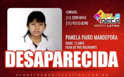 PAMELA PAIRO de 13 anos, desaparecida em São Paulo