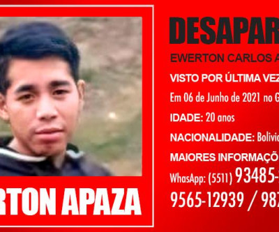 Desaparecido o boliviano Ewerton Carlos Apaza Capcha