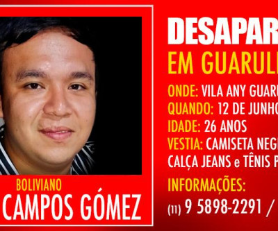 DESAPARECIDO: Oliver Campos Gómez, desapareceu em Vila Any na cidade de Guarulhos em SP