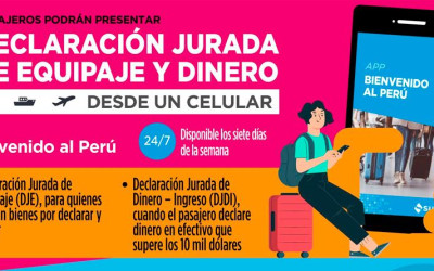 APP peruano ajuda na declaração de equipagem e dinheiro