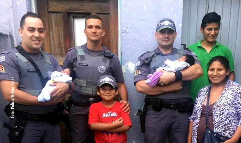 Policiais Militares se unem para presentear casal de gêmeos recém-nascidos que eles mesmos ajudaram a trazer à luz