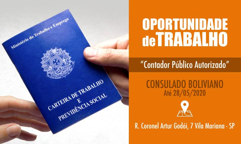 Oportunidade de trabalho no Consulado Boliviano