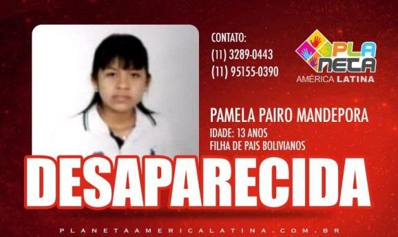 PAMELA PAIRO de 13 anos, desaparecida em São Paulo