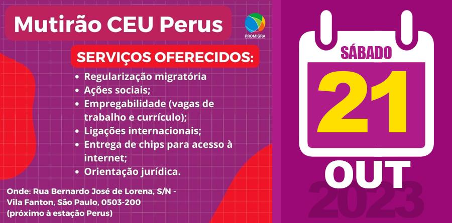 Mutirão de Serviços Gratuitos para Imigrantes no CEU Perus em São Paulo - 21/10/23